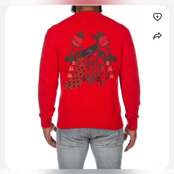 Akoo Mens Roe Sweater (Chili Pepper) Animal Print Embroidered Size S - Picture 2 of 10